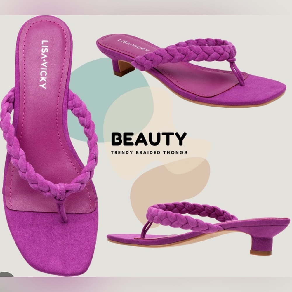 NIB Lisa Vicky Beauty Heeled Flip Flop in Orchid Suede - Size 6